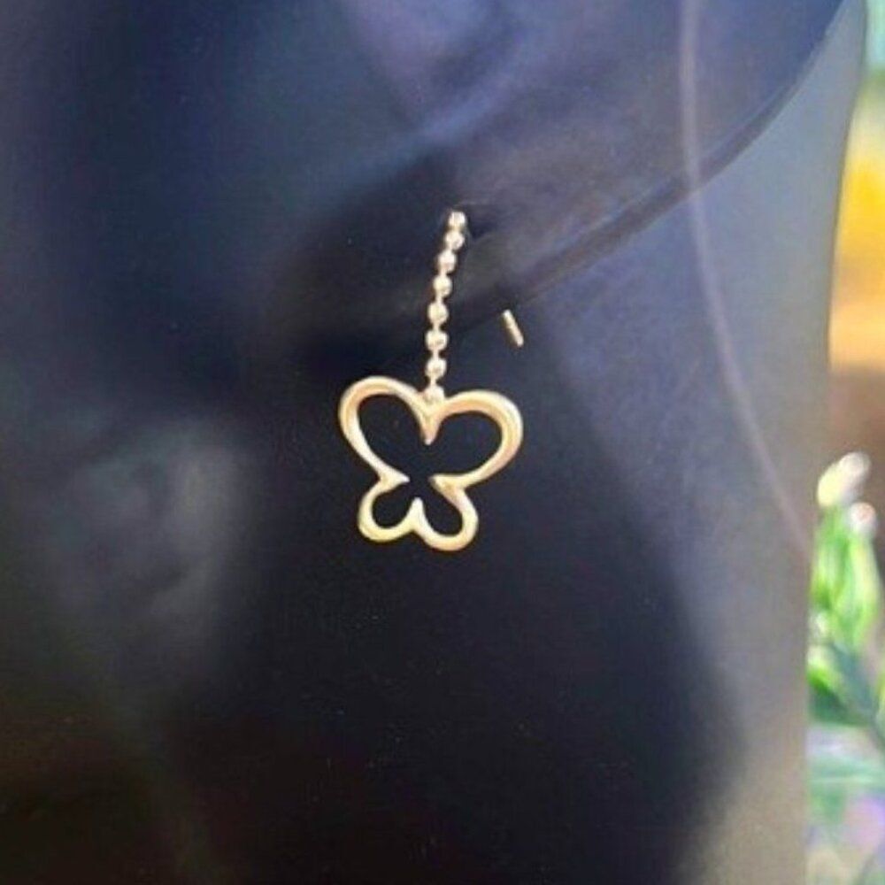 Vintage Sterling Butterfly Drop Earrings - Picture 9 of 10